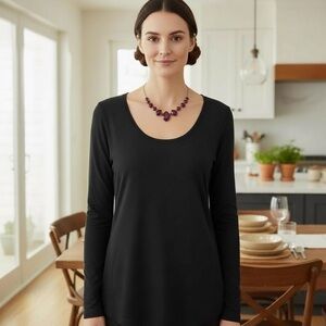 Karen Kane Essentials Top Black Stretch Scoop Neck Medium